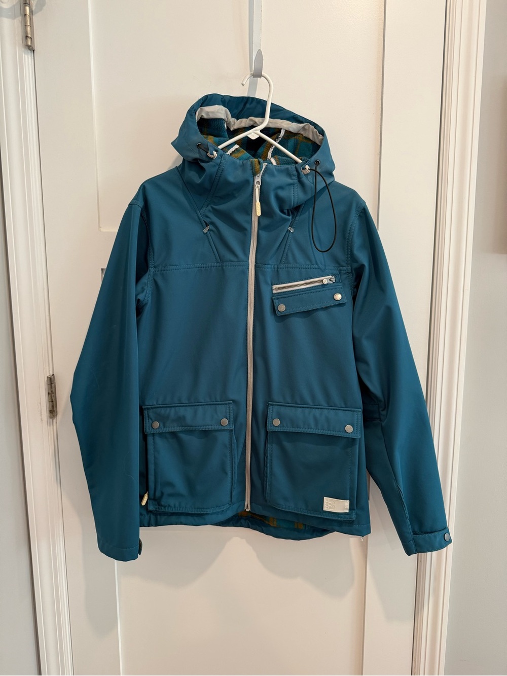 Bench Teal Hooded Rain Jacket with Multiple Pockets